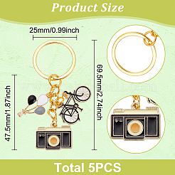 5Pcs Hot Air Balloon/Camera/Bicycle Alloy Enamel Pendant Keychain&nbsp;KEYC-NB0001-62