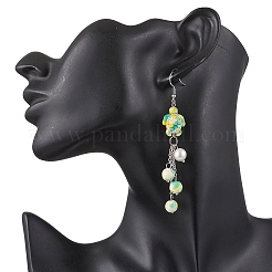 304 Stainless Steel Synthetic Turquoise Starfish Dangle Earrings&nbsp;EJEW-JE06514-02
