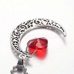 Tibetan Style Alloy Moon Pendant Necklaces&nbsp;NJEW-JN01179