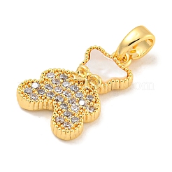 Brass Micro Pave Clear Cubic Zirconia Pendants&nbsp;KK-P275-18G