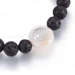 Natural Lava Rock Beads Stretch Bracelets&nbsp;BJEW-JB03969-M