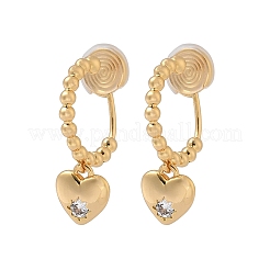 Heart Brass Micro Pave Clear Cubic Zirconia Clip-on Earrings&nbsp;EJEW-K286-12G