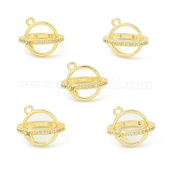 Rack Plating Brass Pave Clear Cubic Zirconia Bead Cage Pendants&nbsp;KK-G464-10G