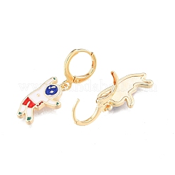 Enamel Spaceman Dangle Leverback Earrings&nbsp;EJEW-N012-91
