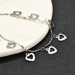 304 Stainless Steel Heart Charm Bracelets&nbsp;BJEW-R021-03P