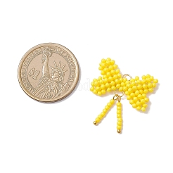 Glass Seed Beaded Bowknot Pendants&nbsp;PALLOY-MZ01055-01