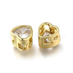 Brass Micro Pave Clear Cubic Zirconia Beads&nbsp;ZIRC-I070-144G
