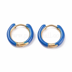 Ion Plating(IP) Two Tone 304 Stainless Steel Chunky Huggie Hoop Earrings with Enamel for Women&nbsp;EJEW-C043-11-G