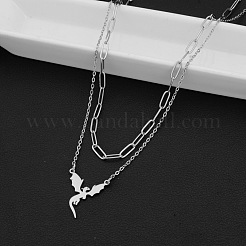 304 Stainless Steel Dragon Pendant Double Layer Necklaces for Women Men&nbsp;FS-WG343CC-02