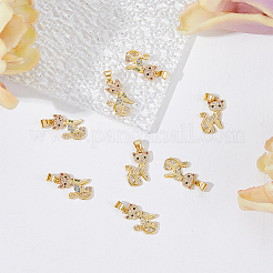 8Pcs 2 Colors Rack Plating Brass Micro Pave Cubic Zirconia Pendants&nbsp;KK-DC0003-21