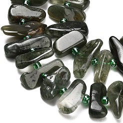 Natural Green Rutilated Quartz Beads Strands&nbsp;G-Z124-B02-01