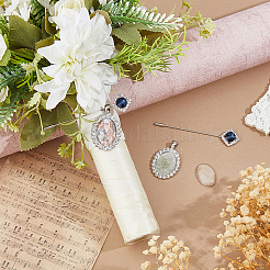 DIY Oval Alloy with Rhinestone Brooches Making Kits&nbsp;DIY-FH0009-70P
