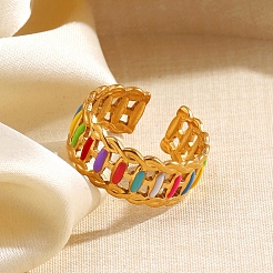 304 Stainless Steel Cuff Open Rings for Women&nbsp;LS-RJEW-I113-02G-03