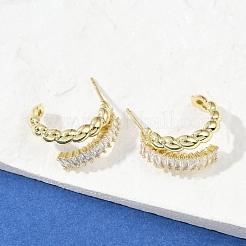 Twist Brass Micro Pave Cubic Zirconia Stud Earrings&nbsp;EJEW-M082-16G-02