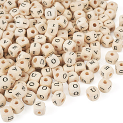 250Pcs 5 Styles Printed Natural Schima Wood Beads&nbsp;WOOD-KS0001-22