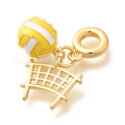 Brass Enamel Sport European Dangle Charms&nbsp;KK-U048-03G-04