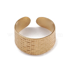 Ion Plating(IP) 304 Stainless Steel Textured Open Cuff Rings for Women&nbsp;RJEW-G285-14G