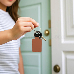 12Pcs 6 Colors Rectangle Imitation Leather Pendant Keychains&nbsp;KEYC-CL0001-55