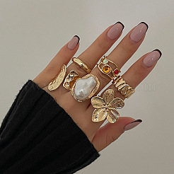 Alloy Glass and Imitation Pearl Ring Set for Women&nbsp;FS-WG240C6-01