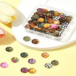60Pcs Animal Skin Printed Glass Cabochons&nbsp;GGLA-FS0001-15
