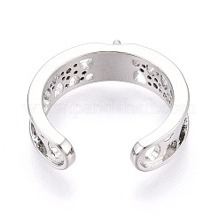 Brass Micro Pave Clear Cubic Zirconia Cuff Ring Settings&nbsp;KK-T076-59P