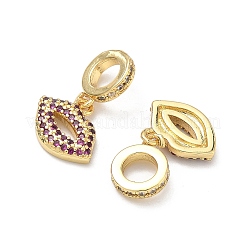 Brass Micro Pave Old Rose Cubic Zirconia European Dangle Charms&nbsp;KK-P345-43G