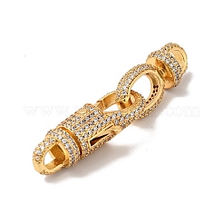 Brass Micro Pave Clear Cubic Zirconia Interlocking Clasps&nbsp;KK-J301-01G