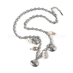 Summer Beach 304 Stainless Steel & Shell Pendant Necklaces&nbsp;NJEW-Z061-09P