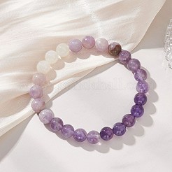 8.5MM Round Natural Amethyst & White Moonstone & Lavender Amethyst Stretch Beaded Bracelets&nbsp;BJEW-JB12986-01