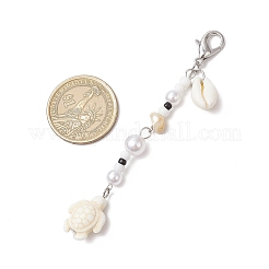 Starfish Turtle Synthetic Turquoise & Natural Trochus Shell Pendant Decorations&nbsp;HJEW-JM03250