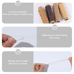 6 Rolls 6 Colors Flat Waxed Polyester Cord&nbsp;YC-CY0001-01