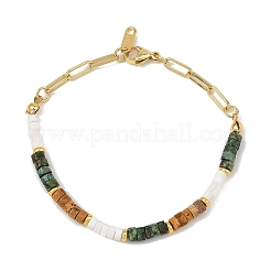 Natural Picture Jasper and Natural African Turquoise(Jasper) Beaded Bracelets&nbsp;BJEW-JB14427