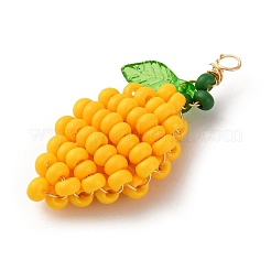 Glass Seed Beaded Lemon Pendants&nbsp;PALLOY-MZ00787