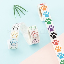 6 Rolls 2 Style Flat Round Paw Print Pattern Tag Stickers&nbsp;DIY-LS0003-54