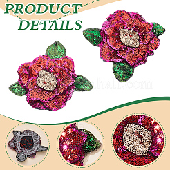 4Pcs Flower Paillette Cloth Sew on Appliques&nbsp;PATC-MA0001-20B