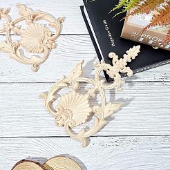 Natural Solid Wood Carved Onlay Applique Craft&nbsp;WOOD-FH0001-20