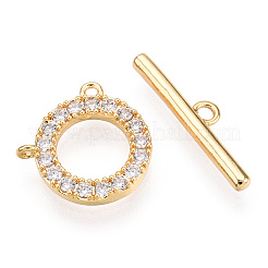 Brass Micro Pave Clear Cubic Zirconia Toggle Clasps&nbsp;KK-E068-VC174