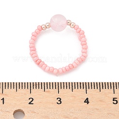 Natural Rose Quartz Stretch Rings&nbsp;RJEW-JR00255-03