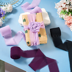 3 Rolls Polyester Raw Edges Ribbons&nbsp;SRIB-TAC0002-26B