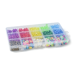 Rainbow Color DIY Glass Seed & Acrylic & Handmade Polymer Clay Beads Bracelet Making Kits&nbsp;DIY-FS0007-74