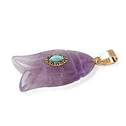 Natural Amethyst & Synthetic Turquoise Carved Pendants&nbsp;X-G-Z084-01G-08