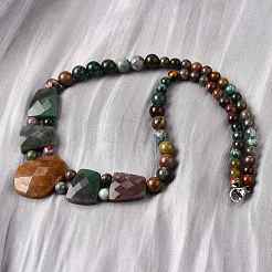 Natural Indian Agate Faceted Bib Graduated Beaded Necklaces for Women&nbsp;NJEW-B128-01E