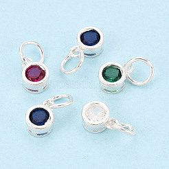 925 Sterling Silver Pave Cubic Zirconia Flat Round Charms&nbsp;STER-T009-18S