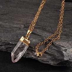 Natural Crystal Bullet Pendant Necklaces&nbsp;NJEW-JN01525