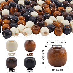 200Pcs 4 Colors Natural Wooden Beads&nbsp;WOOD-SC0001-74