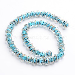 Handmade Gold Sand Lampwork Rondelle Beads Strands&nbsp;LAMP-I010-C-04