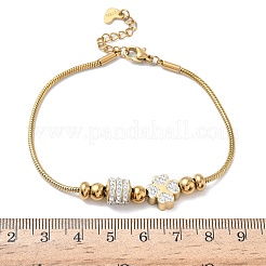 European Style Polymer Clay Rhinestones & 201 Stainless Steel Beaded Bracelets&nbsp;BJEW-G765-01G-02