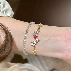 Brass Micro Pave Cubic Zirconia Link Bracelets&nbsp;WG40F8D-02