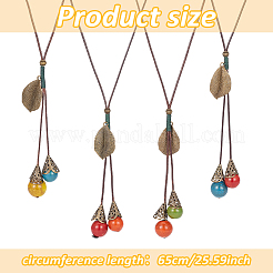 4Pcs 4 Colors Polyester Cords Lariat Necklaces Set&nbsp;NJEW-AN0001-63