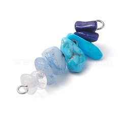 6Pcs Mixed Gemstone Chip Beaded Connector Charms Set&nbsp;PALLOY-JF02770-02
